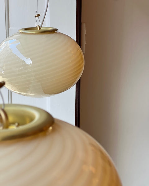Vintage yellow swirl Murano oval ceiling lamp (D22) (2 available)