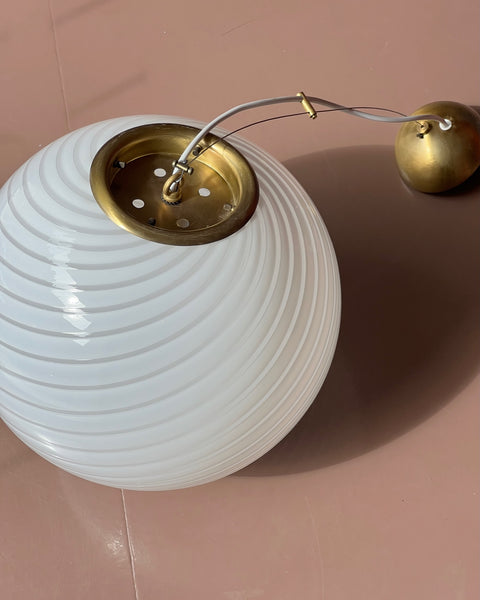 Vintage Murano white swirl ceiling lamp (D35)