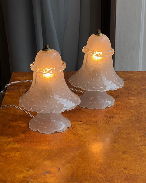Vintage clear/frosted Murano table lamps (Sold as a pair)