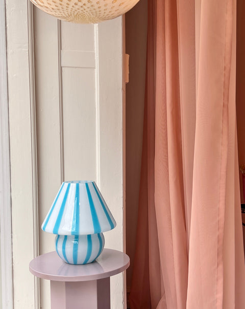 Mushroom table lamp - Blue vertical stripes