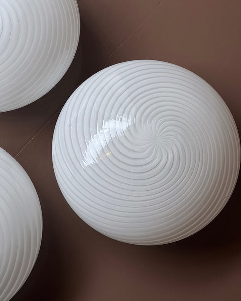 Vintage Murano white swirl ceiling/wall lamp (D36) (2 available)