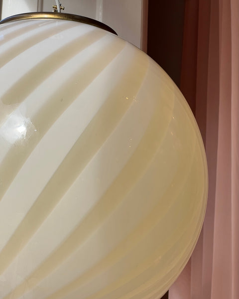 Large vintage Murano cream swirl ceiling lamp (D50)