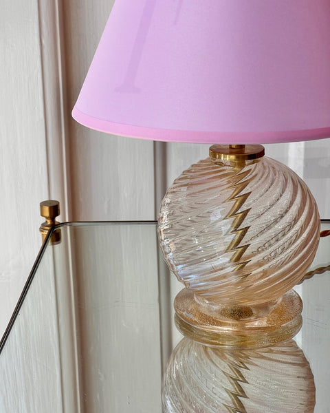 Vintage clear/golden swirl Murano table lamp (with shade)