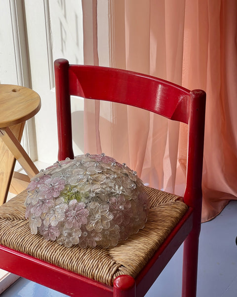 Vintage pink/golden/green Murano flower ceiling/wall lamp (D32)