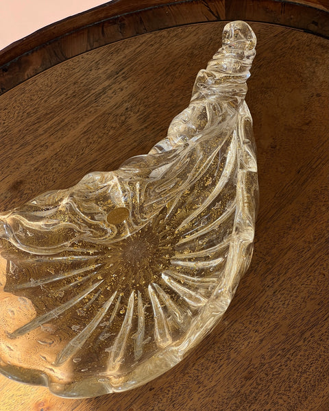 Vintage golden / clear Murano shell bowl