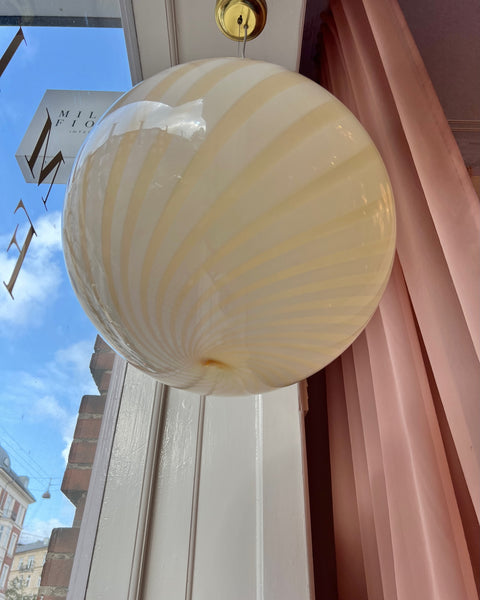 Large vintage Murano cream swirl ceiling lamp (D50)