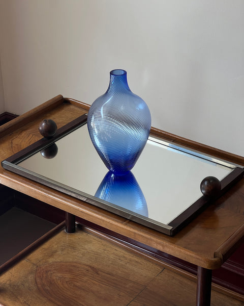Vintage blue swirl Murano vase