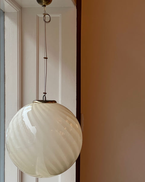 Vintage yellow swirl Murano ceiling lamp (D40)