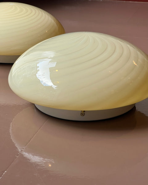 Vintage Murano yellow swirl ceiling/wall lamp (D30)