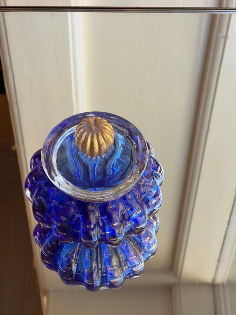Vintage golden/blue Murano bonbonniere