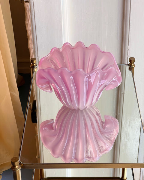 Vintage opal pink Murano shell bowl