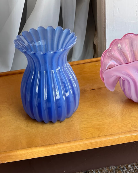 Vintage opal blue Murano vase