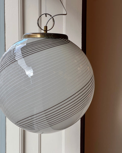 Vintage white / brown swirl Murano ceiling lamp (D38)