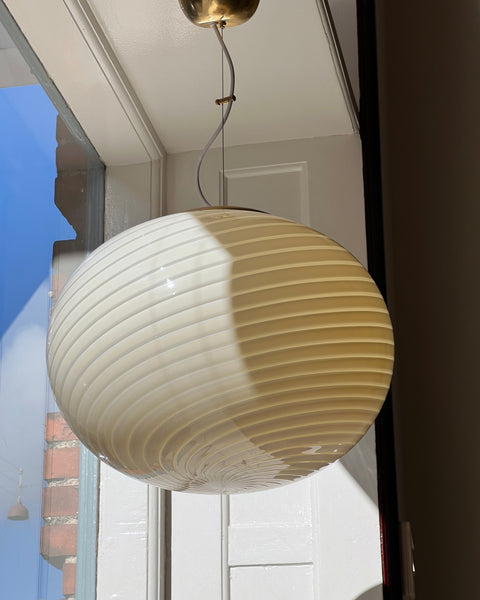 Vintage oval yellow swirl Murano ceiling lamp (D48)