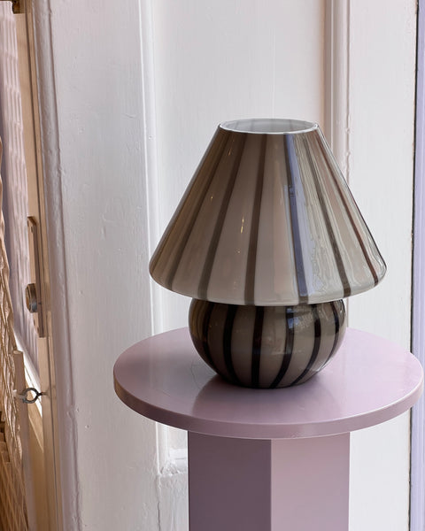 Mushroom table lamp - Black/grey vertical stripes