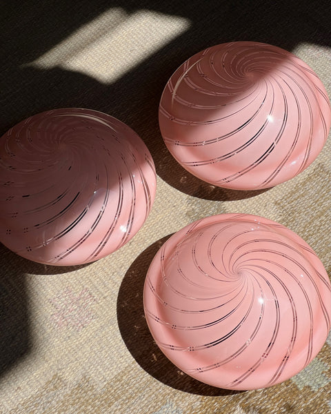 Vintage Murano pink/clear swirl ceiling/wall lamp (D25)