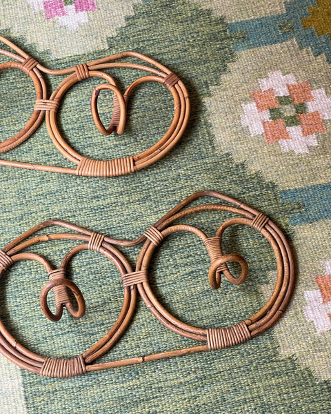 Vintage rattan coat rack