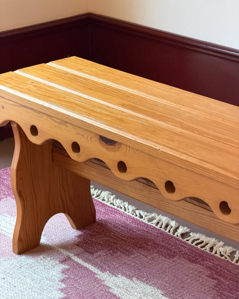 Vintage Swedish pine wood bench