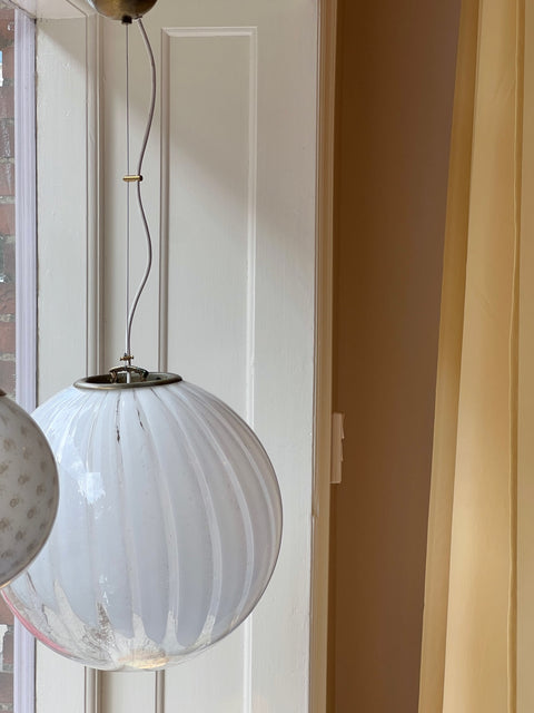 Vintage white clear Murano ceiling lamp (D40)