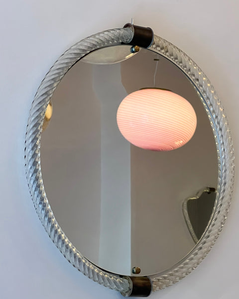 Vintage Italian mirror with twisted clear glass frame