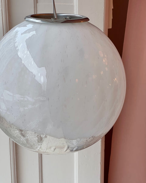 Vintage white clear Anemone Murano ceiling lamp (D35)