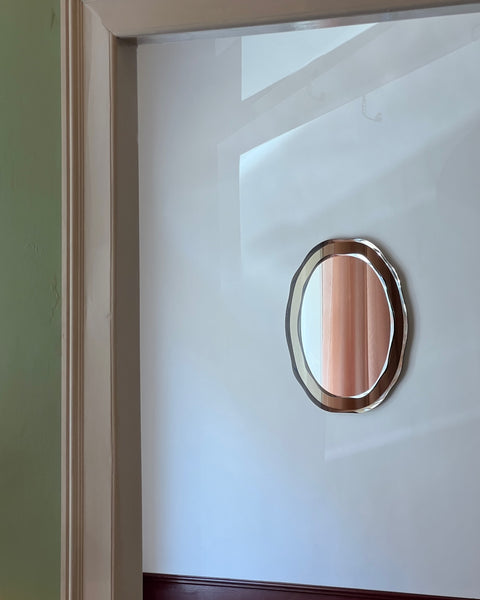 Vintage rosegold/brown wavy oval Italian Mirror