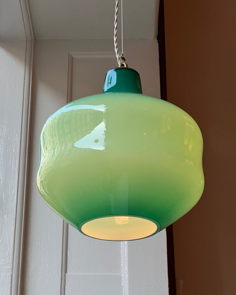 Vintage Massimo Vignelli opal/turquoise green ceiling lamp (30 cm)