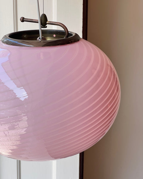 Vintage oval pink swirl Murano ceiling lamp (D40)