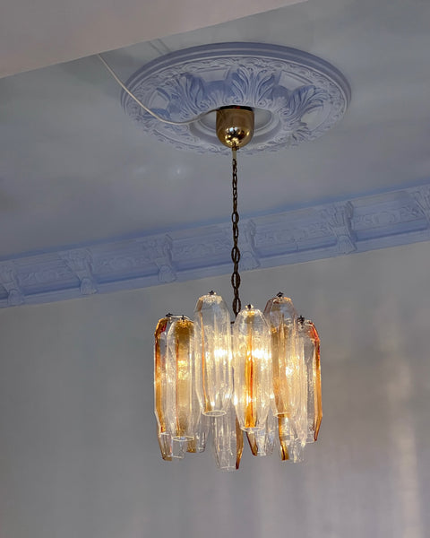 Vintage Murano golden/clear chandelier