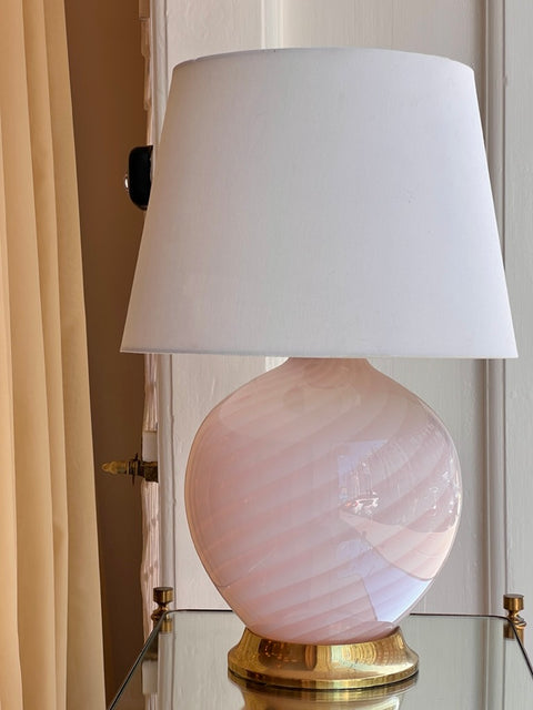 Vintage light pink swirl Murano table lamp (without shade)