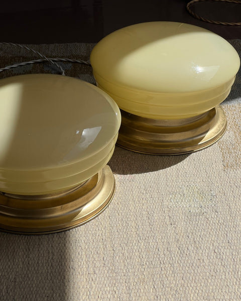 Vintage Murano opal yellow ceiling/wall lamp