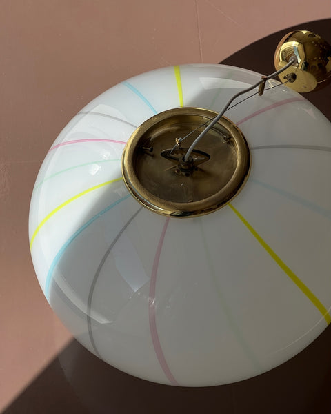 Vintage Murano multi-colored vertical stripes ceiling lamp (D50)