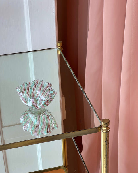 Vintage pink/golden/white Murano latticino bowl