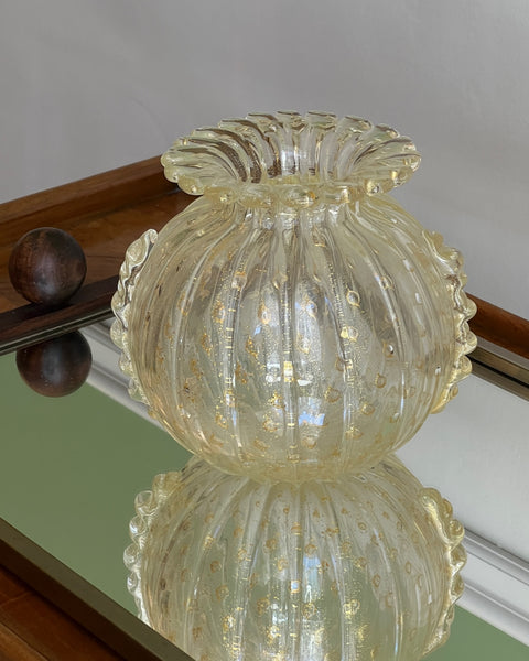 Vintage golden / clear Murano vase