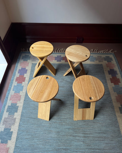 Vintage foldable wooden stool/side table