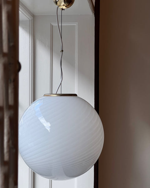 Vintage Murano white swirl ceiling lamp (D50)
