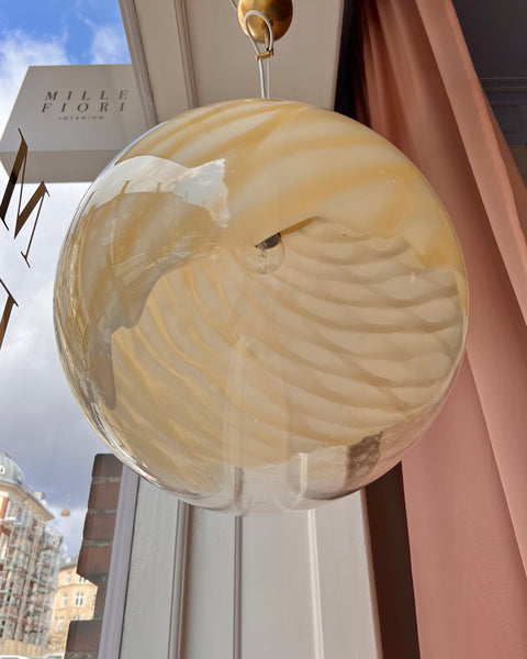 Large vintage golden clear Murano ceiling lamp (D45)