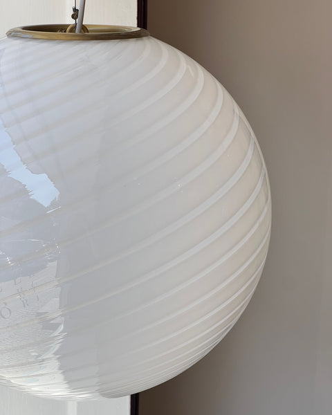 Vintage Murano white swirl ceiling lamp (D40)