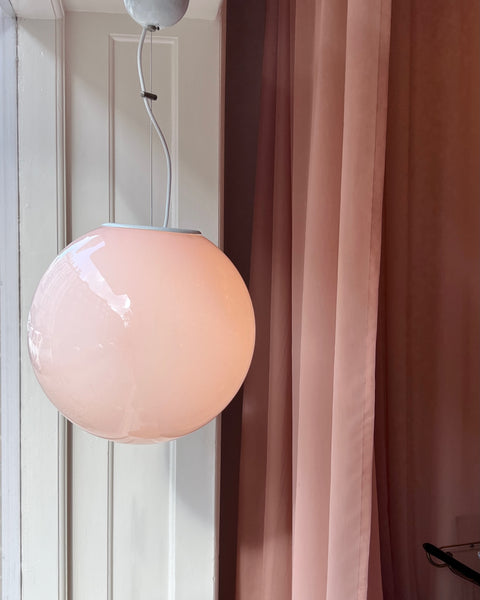 Vintage light pink round Murano ceiling lamp (D35)