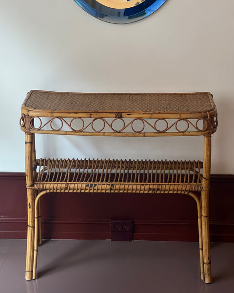 Vintage rattan console table