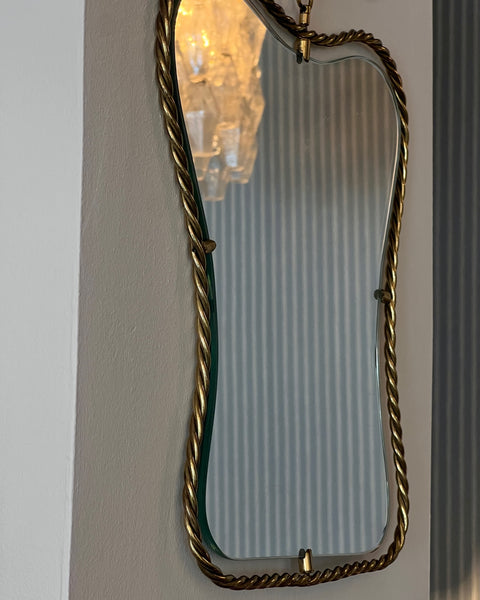 Vintage Italian mirror with twisted brass frame