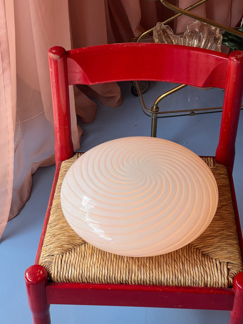 Vintage Murano white swirl ceiling/wall lamp (D36)