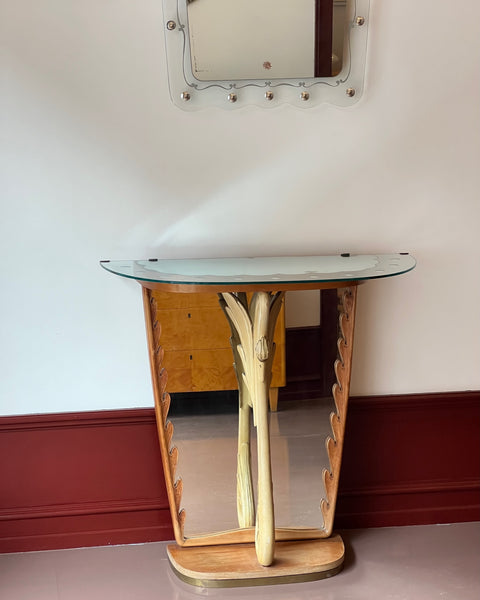 Set of vintage console table and mirror, Italy 1940s