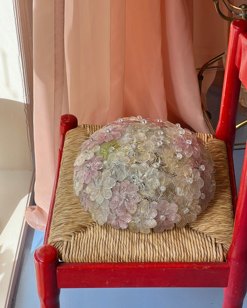 Vintage pink/golden/green Murano flower ceiling/wall lamp (D32)