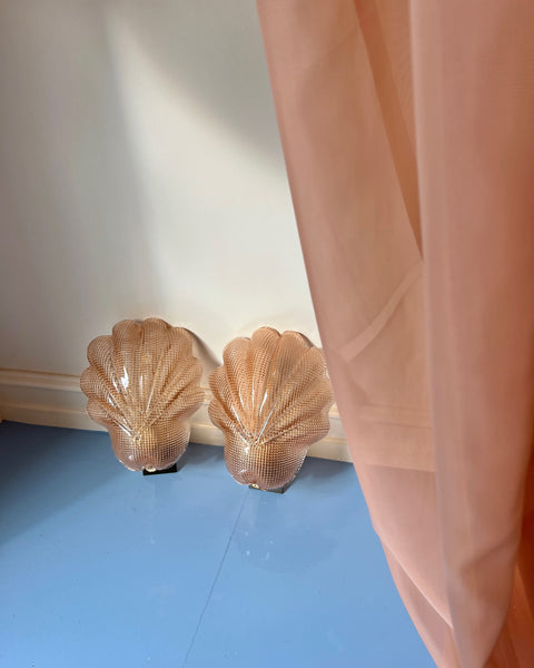 Pair of vintage pink Murano shell wall lamps