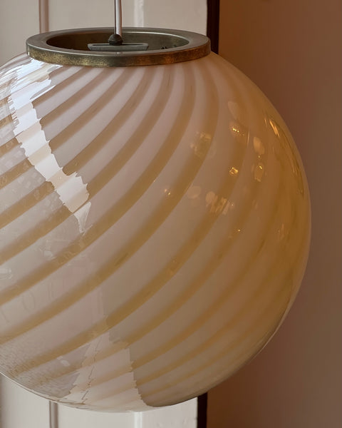 Vintage yellow swirl Murano ceiling lamp (D40)