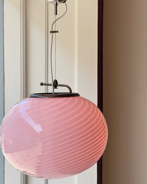Vintage oval pink swirl Murano ceiling lamp (D40)