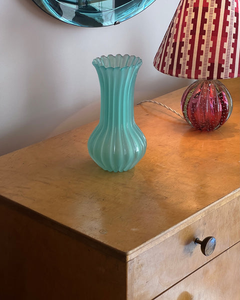 Vintage opal turquoise Murano vase