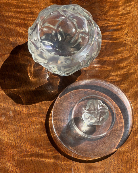 Vintage clear/iridescent Murano bonbonniere