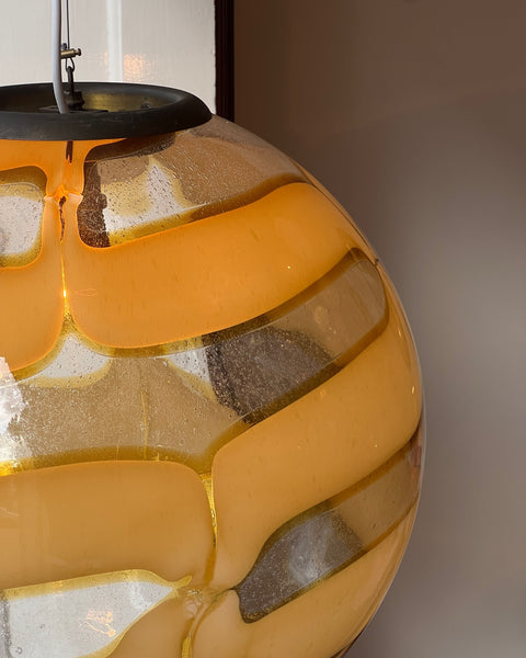Vintage golden / clear swirl Murano ceiling lamp (D50)